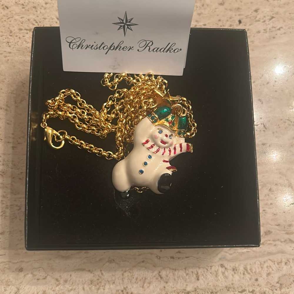 NIB Christopher Radko Swing on a Star Pendant with 27" Gold Chain